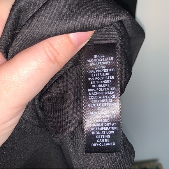 Saks Fifth Avenue Black Asymmetrical Faux Wrap Midi Dress 4 - Picture 6 of 7